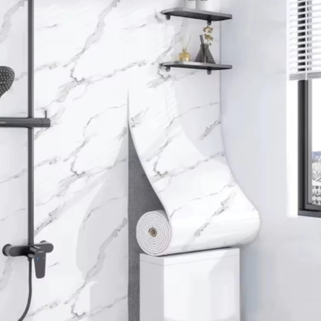 Papel de Parede Efeito Mármore 3D Autocolante 3m x 0.6m – 3mm Lavável e Resistente à Água