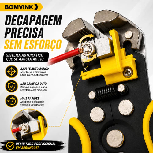Alicate Decapador de Fios Automático 3 em 1 Bomvink BOM1702 Profissional Corte e Crimpagem