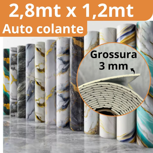 Rolo Adesivo Mármore 2,8mt x 1,2mt Autocolante 3d Lavável Impermeável Revestimento Parede Placa Adesiva