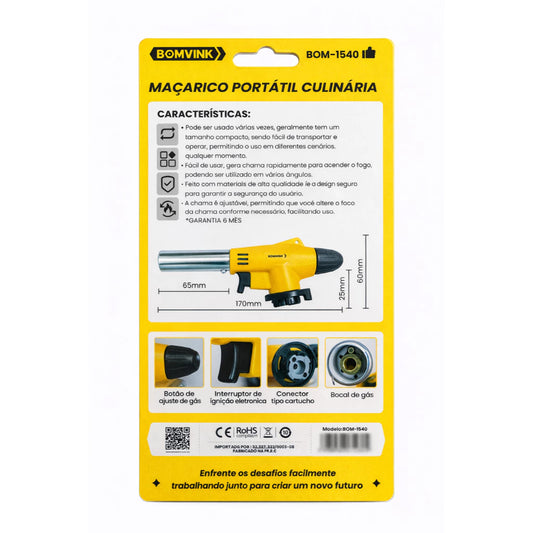 Maçarico Portátil Culinária BOMVINK – Até 1300°C