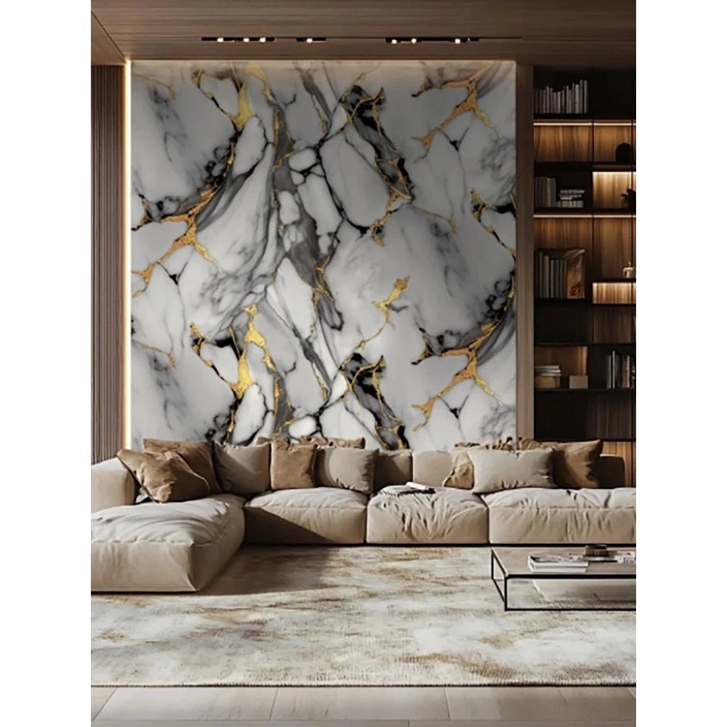Placa Adesiva 120cmX280cm Mármore Parede Vinilica Lavável Impermeável Visual Premium Sem Obra