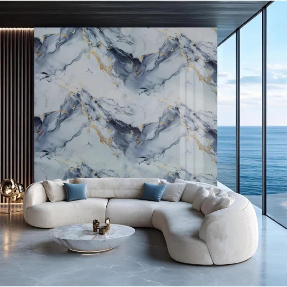 Placa Adesiva 120cmX280cm Mármore Parede Vinilica Lavável Impermeável Visual Premium Sem Obra